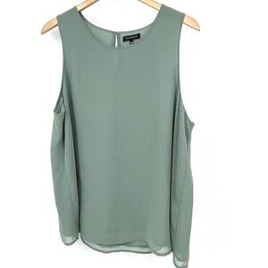 Pleione Double Layer Woven Tank Top Chiffon Size XL  Green Career Lagenlook